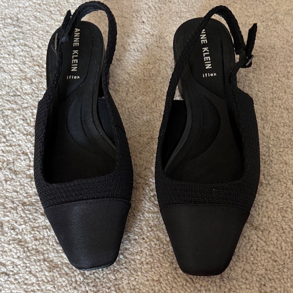 Anne Klein iflex black dress sling back flats - only worn twice!